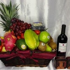 Mid Autumn Festival Fruits Hamper with Mini Mooncakes and Red Wine